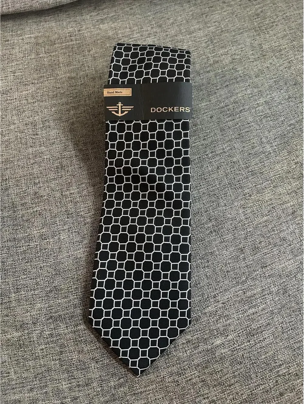 Dockers Mens Necktie Black And White Geometric New